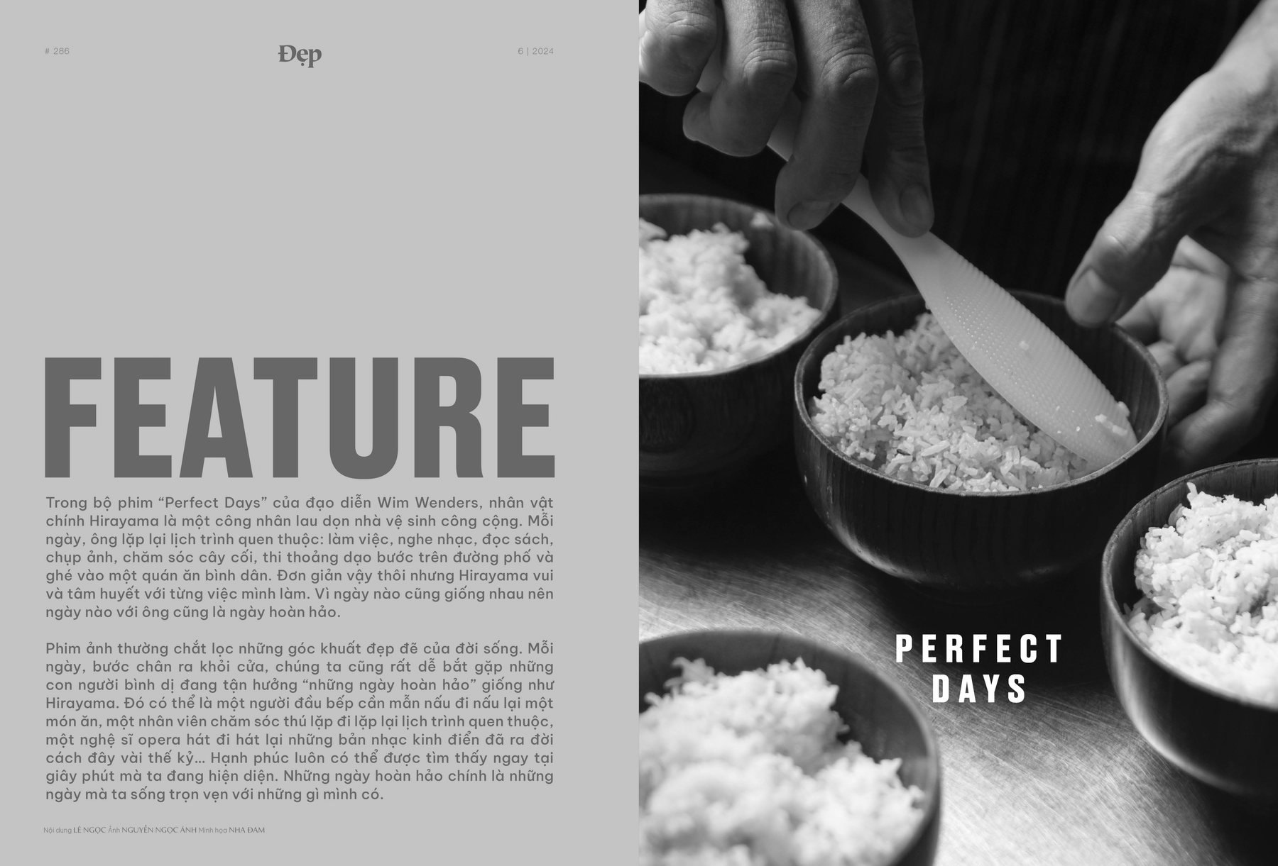 Opening spread of the Perfect Days feature, Đẹp Magazine